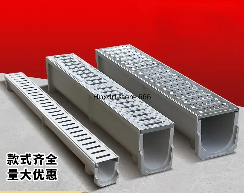 Resin drain u-groove finished stainless steel linear drain