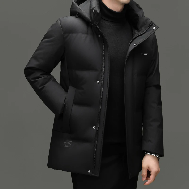 Настоящая 85% куртка-пуховик на гусином пуху, мужская роскошная зимняя уличная ветрозащитная толстая теплая куртка, мужская классическая куртка на гусином пуху