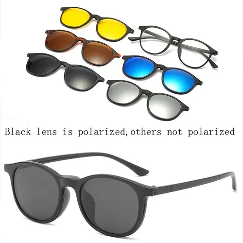 Imagen 2 del producto Gafas de sol magnéticas ópticas polarizadas para hombres y mujeres, Clip magnético, montura de gafas de sol, Clip Polaroid personalizado, 6 en 1