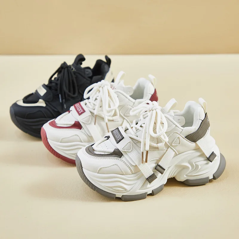 

Женские весенне-осенние высокие бордовые кожаные парусиновые кроссовки на шнуровке, теннисная спортивная обувь на плоской подошве