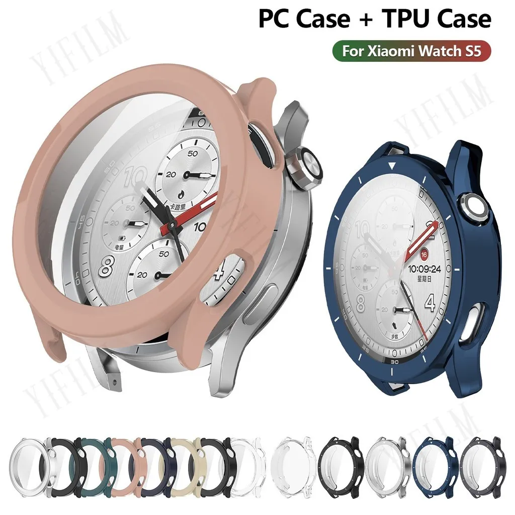 Fit for Xiaomi Watch S5 Shockproof Bumper Shell TPU Protective Case PC Integrated Tempered Glass Screen Guard Watch Accessories