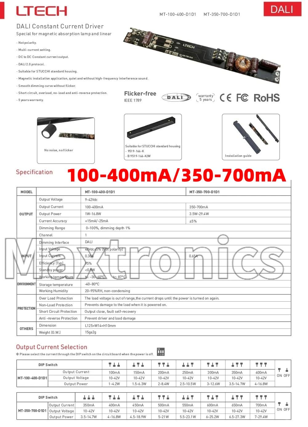1W-30W 100-400mA/350-700mA NEW LTECH DALI Constant Curren Dimming Driver DC48V for LED Strip Magnetic Power Lighting Transformer