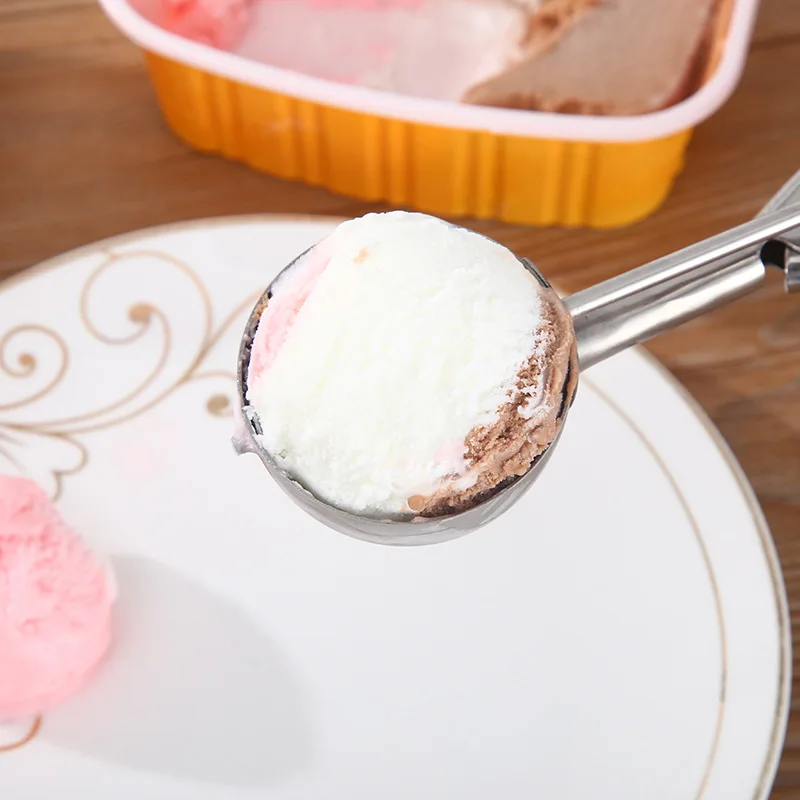 Stainless Steel Ice Cream Scoop Tool Cookie Spoon 12 Size Watermelon Ball Handle Mash Potato Tools Home Kitchen Accessories 1PCS