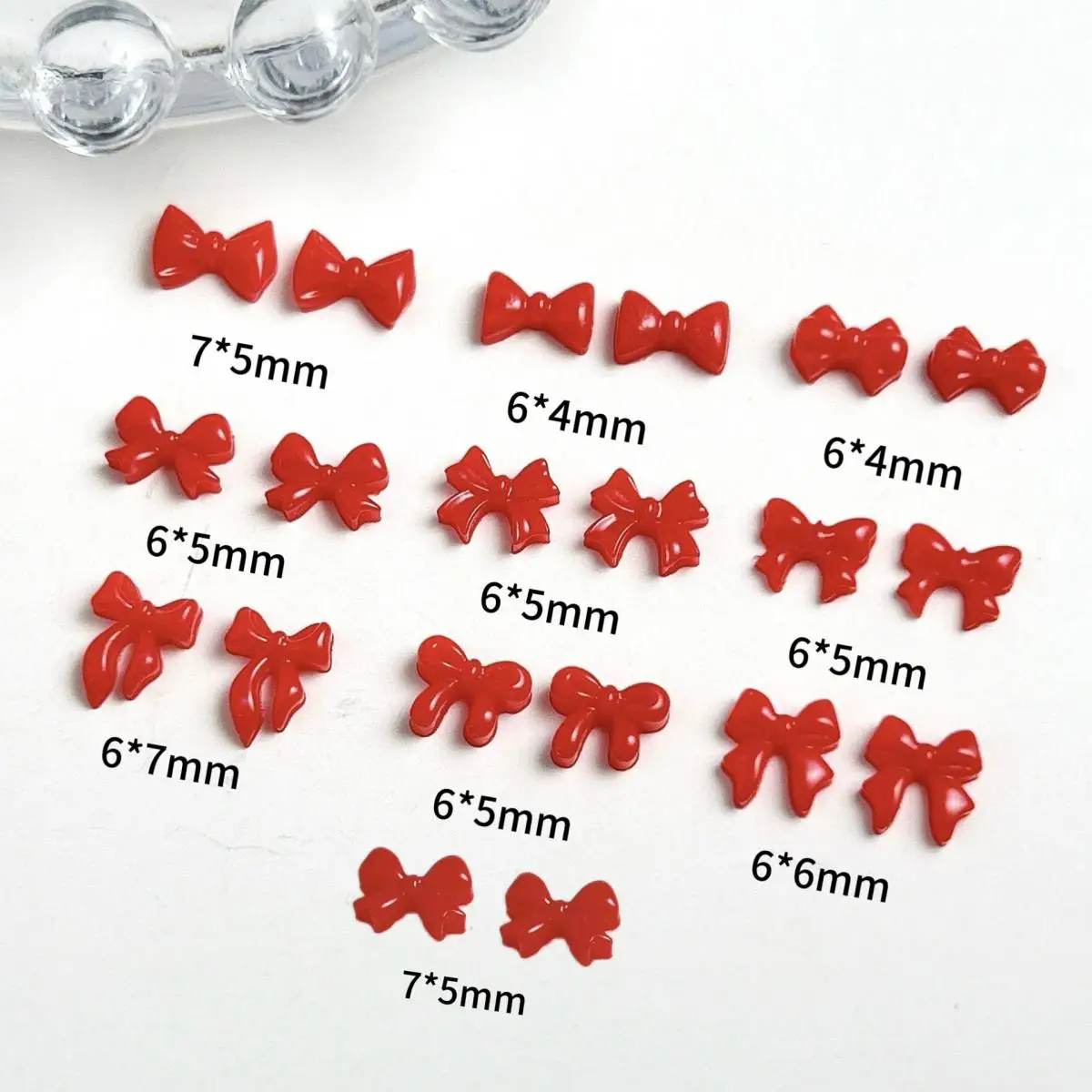 

60PCS Valentine's Day Luminous Mini Red Bow Nail Charms 3D Resin Sweet Multi Style Bow Nail Art Accessories for Manicure DIY