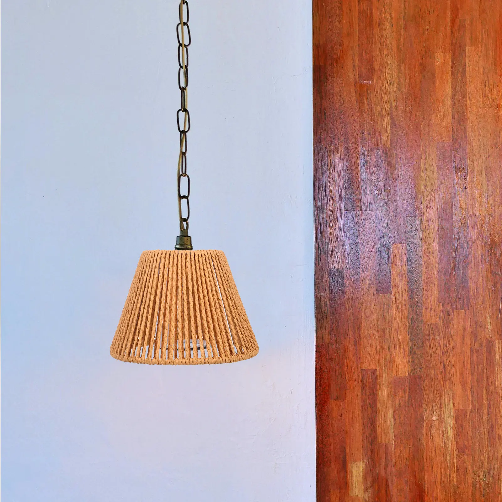 Handwoven Lampshade Cone Shape Iron Frame Paper Rope Pendant Light Shade Ceiling Lamp Cover for Hotel Home Lighting