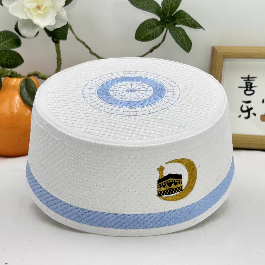 Free Shipping Muslim Caps For Men Clothing Prayer Hat Islamic Embroidery Kufi Tax Products Kippa Turkish Modern Polyester 03551