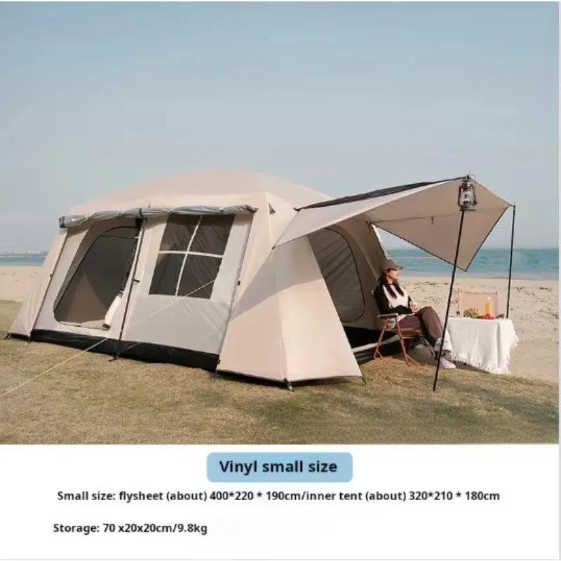 【2026】Double-Layered Thickened Oxford Hexagonal Rainproof Four-Season Camping Tent Two-Room One-Hall