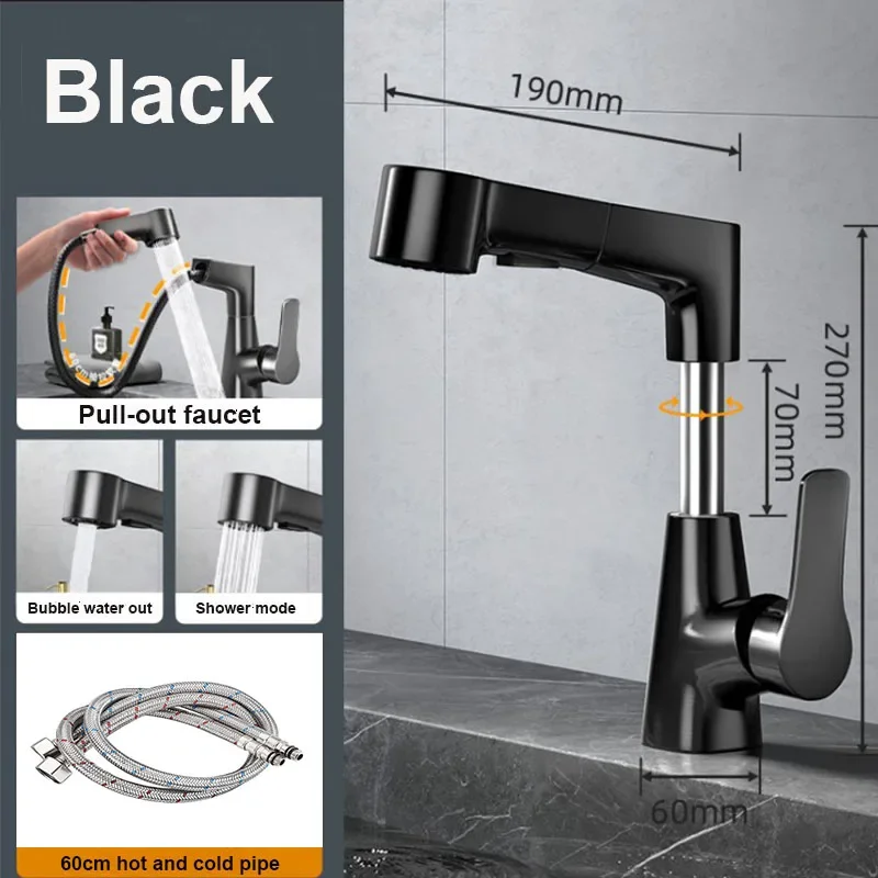 

Lifting multi-function sink, wash basin, faucet, lifting, pulling, hot and cold water, toilet faucet, can rotate 360°