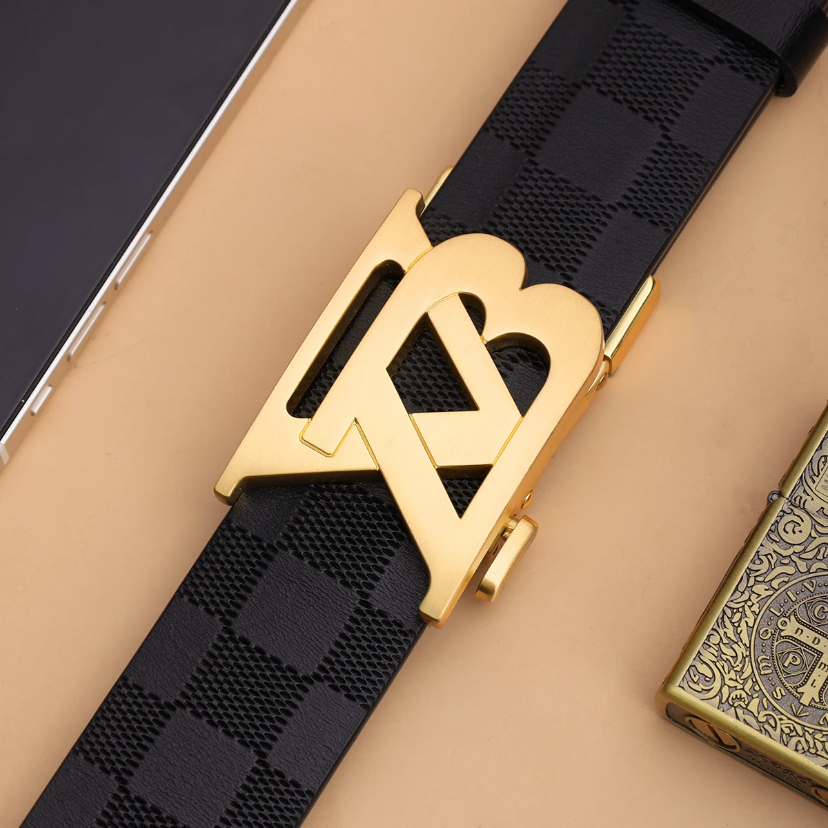 حزام رجالي من الجلد الطبيعي بتصميم بإبزيم تلقائي، إكسسوارات كاجوال للأعمال على الطراز العتيق، اختيار مثالي للهدايا للرجال #5