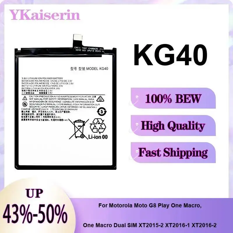 Battery KG40 4000mAh For Motorola Moto G8 XT2045-1 G8 Play XT2015 XT2015-2 E7 XT2095 G Fast XT2045-3 One Macro Dual Sim XT2016-2
