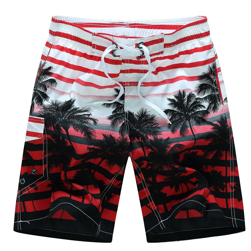 2023 new summer hot Men Beach Shorts quick dry coconut tree printed elastic waist 4 colors M-6XL drop shipping AYG219