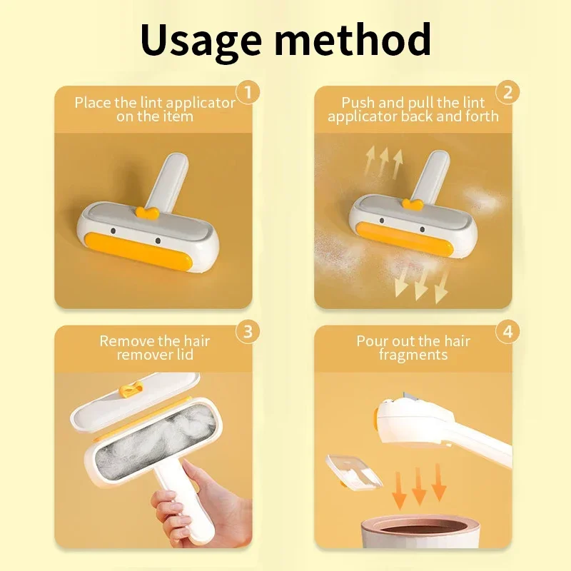 애완 동물 헤어 리무버 오리 모양의 푸시 풀 자체 청소 강한 강모 한 번의 스 와이프 소파 카펫 옷 침대 개 고양이 작은 A