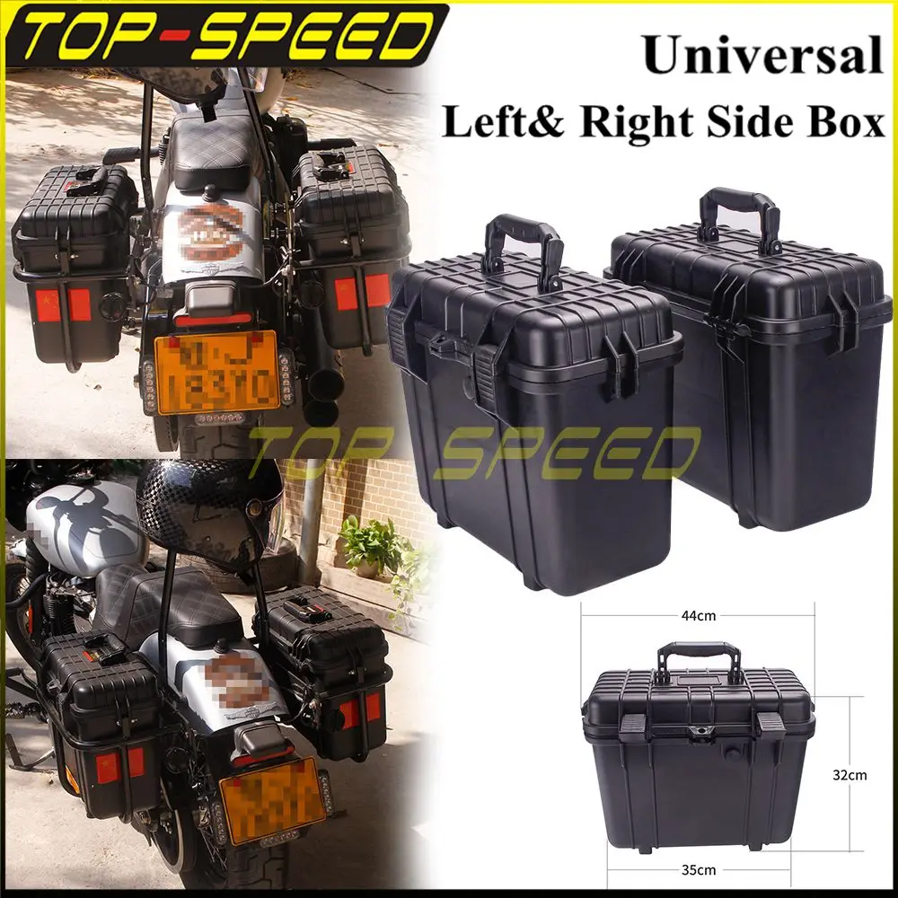 

2X Universal Motorcycle Saddlebags Luggage Side Box Tool Cases For Harley Touring Road King BMW R1200GS Suzuki Yamaha Kawasaki