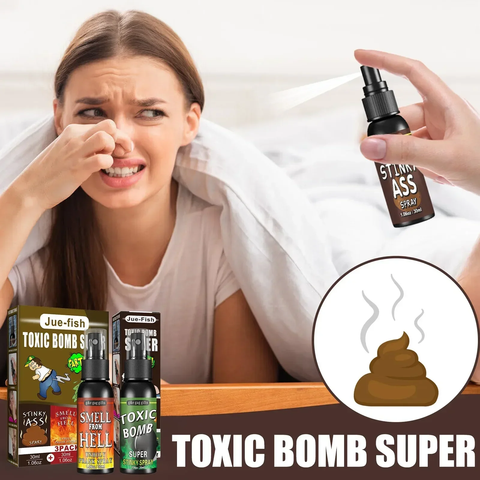 1/3PCS 30ML Super Fart Spary Gag Prank Poop Smell Liquid Spray Bottle Stink Bomb Smelly Props April Fools\' Day Party Funny Toys