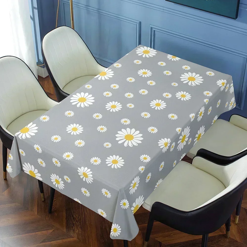 

2024 Waterproof premium sense home dining rectangular tablecloth skyblue