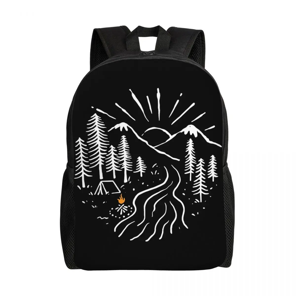 Camp Life Backpacks Happy Camping for Men Women Large Capacity Teenagers Kids School Bag Adventurous Bag Print Student Book Bags