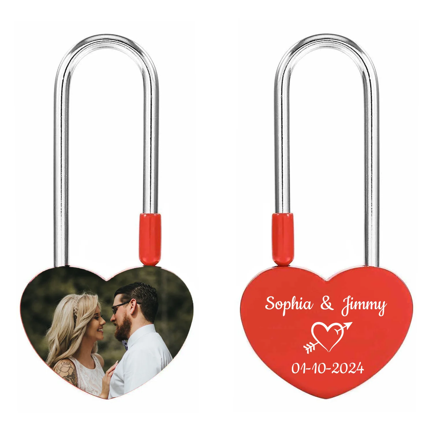 Personalized Engraved Red Padlock Heart Love Lock Anniversary Valentine's Day Wedding Birthday Gift Custom Present for Couples