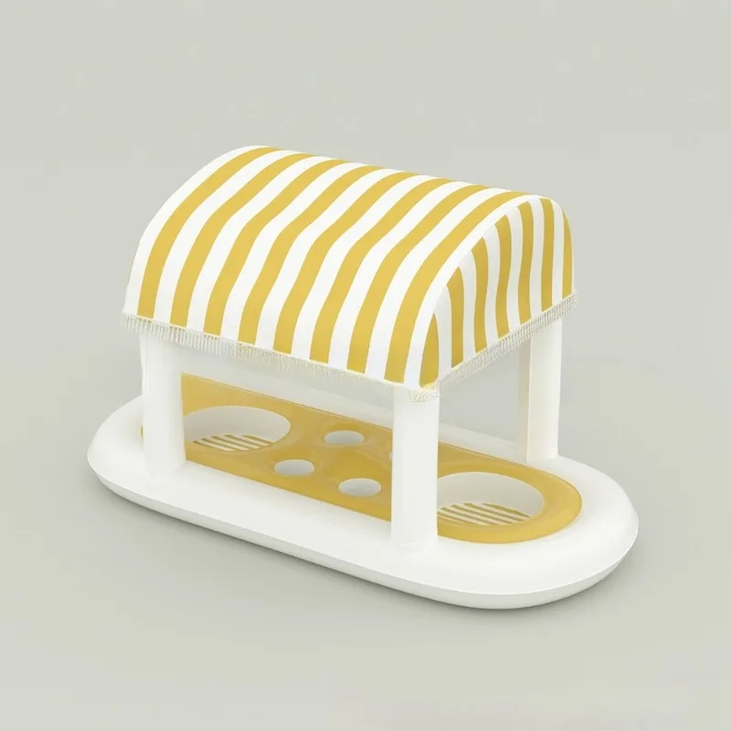 Inflatable water ice bar floating row with awning cloth covered swimming pool floating PVC pontoon tray