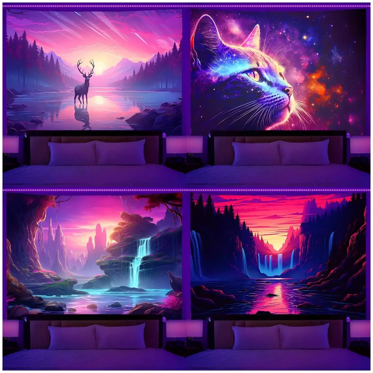 VIKAMA Surreal Fantasy Wandteppich, Cyberpunk-Stil, modernes Schlafzimmer, Nachttisch, Wohnzimmer, Rückwand, Heimdekoration, Wandteppich