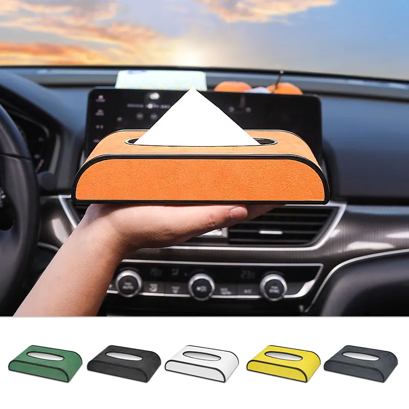 New car tissue box suede advanced paper drawer Sun visor hanging type center console armrest box universal