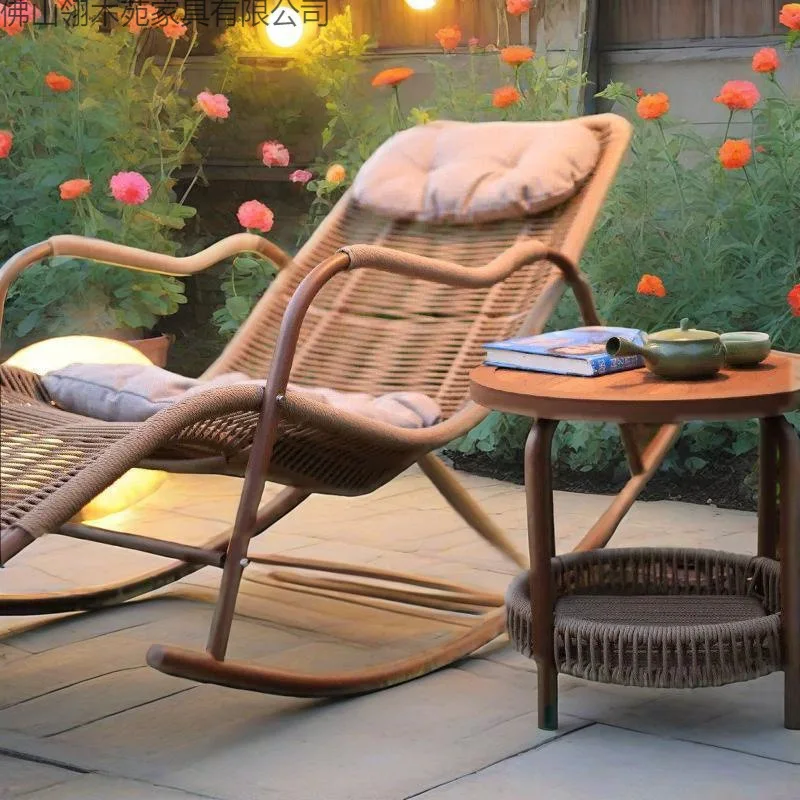 Living room balcony lunch break rattan chair household leisure   elderly free   outdoor rocking chair