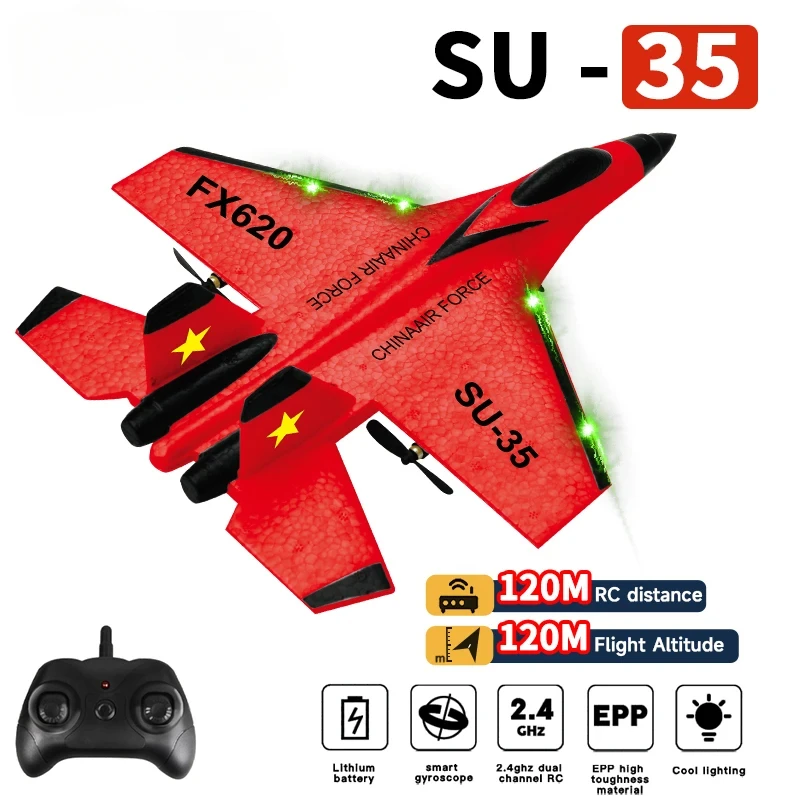 

RC Plane SU35 2.4G With LED Lights Aircraft Remote Control Flying Model Glider EPP Foam Toys Airplane For Children Gifts ZY320