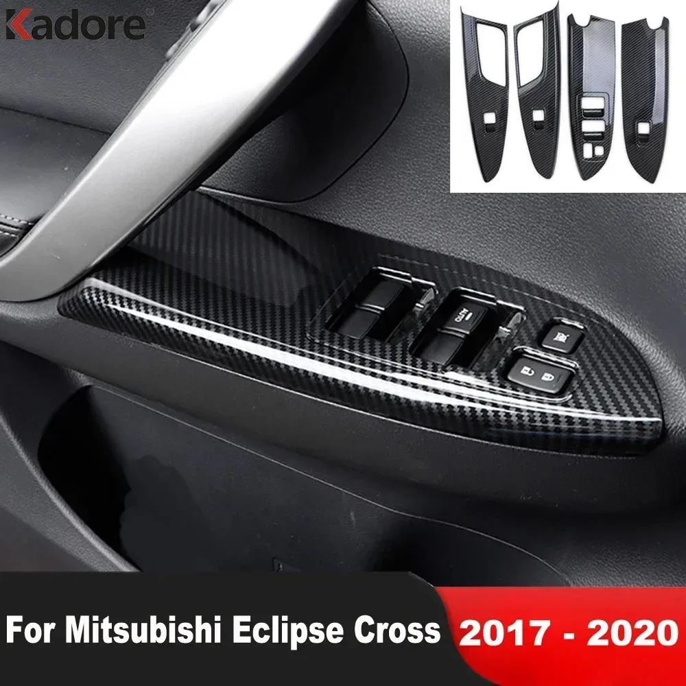 

For Mitsubishi Eclipse Cross 2017-2020 Carbon Fiber Car Interior Door Window Lift Switch Button Panel Cover Trim Accessories