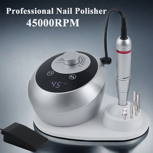 Taladro de manicura profesional de 45000RPM, torno eléctrico para uñas, lima lijadora para pulido de uñas de Gel, herramientas de salón de manicura para el hogar
