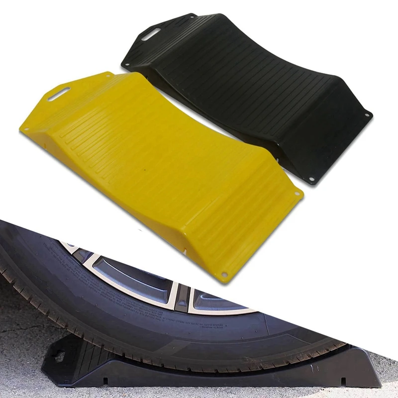 2Pc Tyre Ramp Saver Car Tire Protector Ramp Trailer Part Wheel Protection Device Tire Anti Slip Curved Ramp Tyre Saver