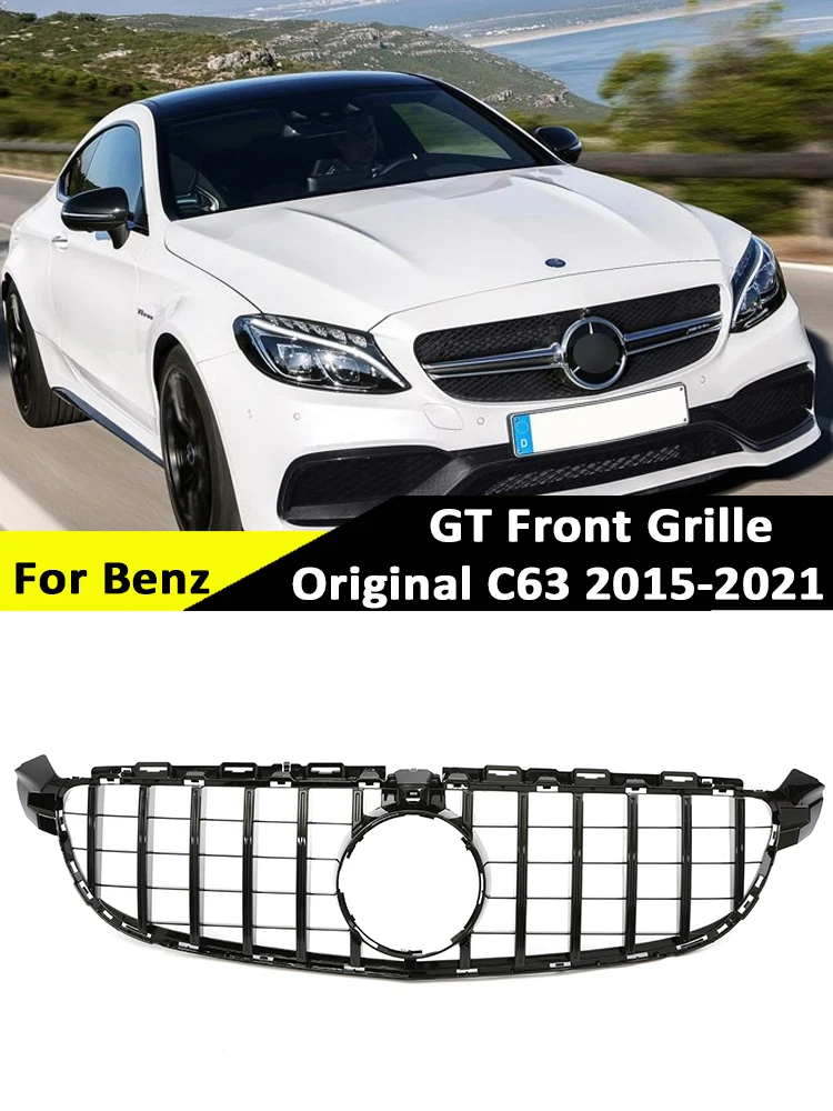 For Mercedes Benz C63 AMG Lower Bumper Grille Radiator Original GT C63 Grill 2015-2021 Black Silver Grill Facelift Auto Part