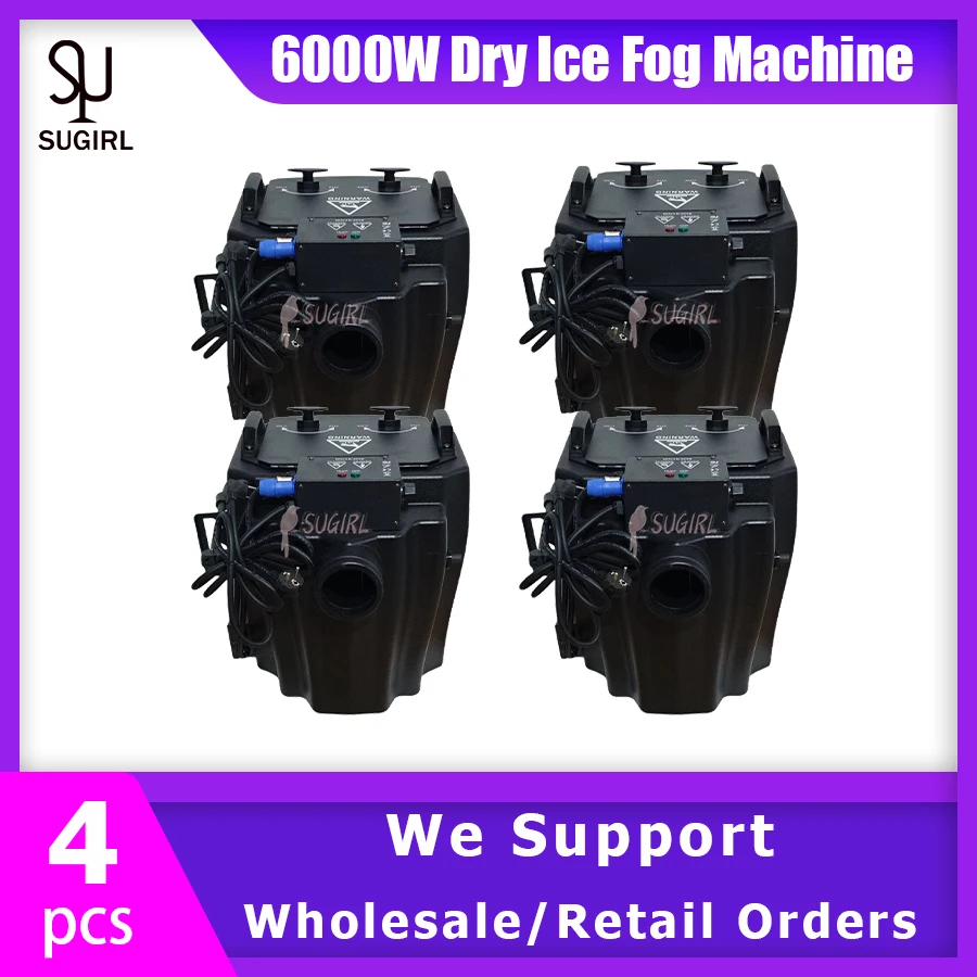 No Tax 4Pcs/LOTS 6000W Dry Ice Machine Stage Wedding Party Concert  Show Low Ground Fog Smoke Lying Fogger Water Mist Machine