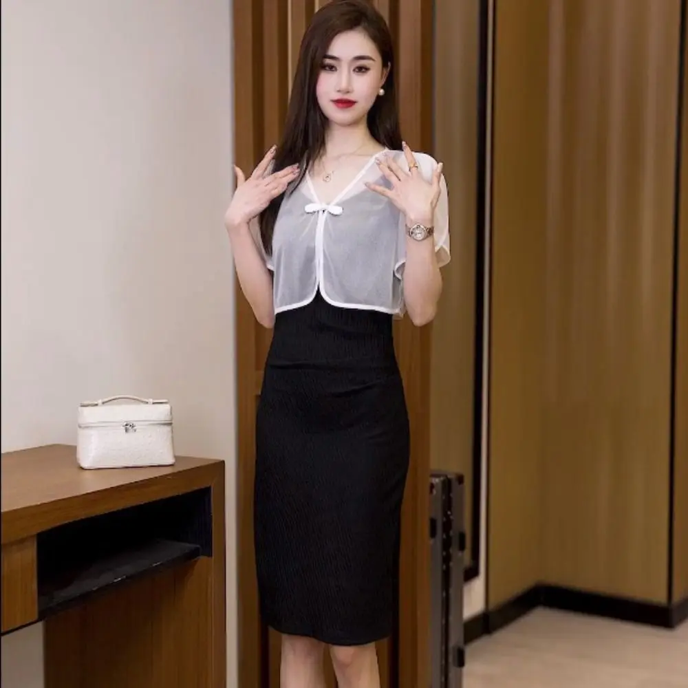 Thin Jacket Chiffon Chiffon Shawl Short White Black Tulle Shawl Chinese Style Sun Protection Clothing Women Girls
