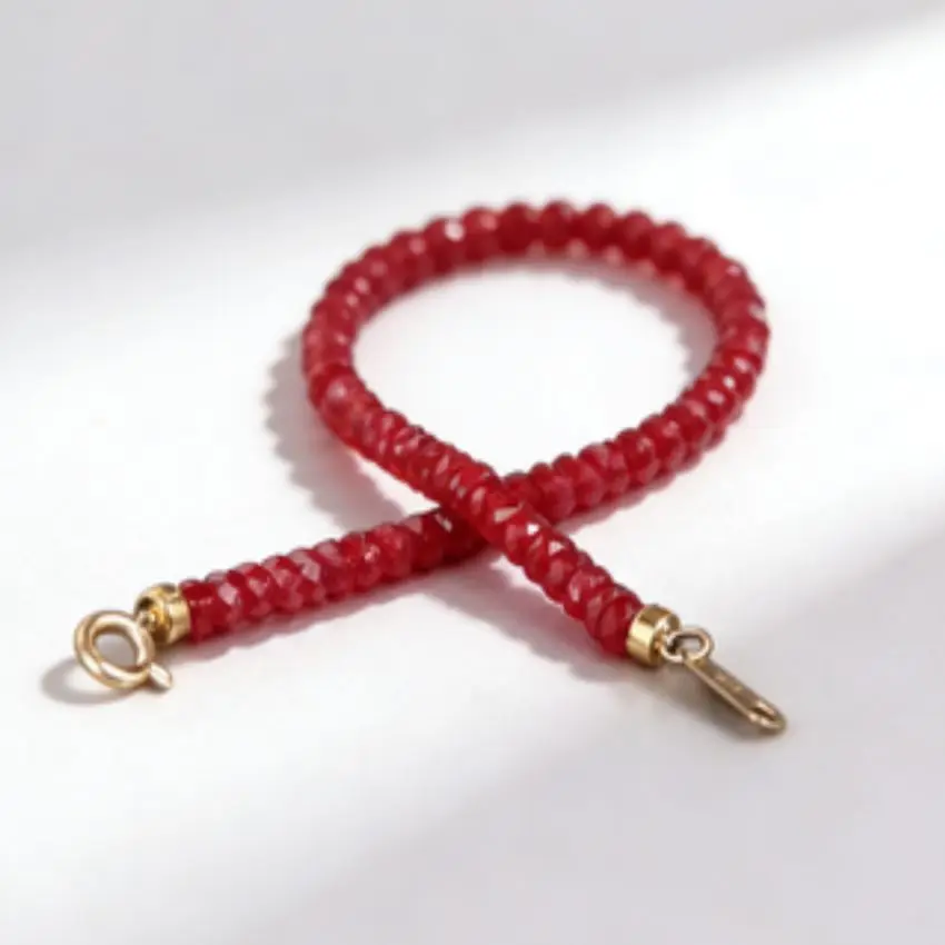 Natural ruby cut bead bracelet 2X4MM carnelian necklace Trendy Anniversary Bangle Party Men Durable Minimalist Fabric Elegant
