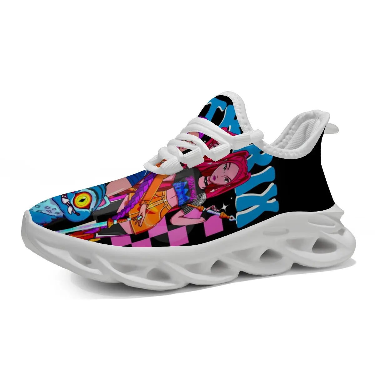 

Colorful Cartoon Girl and Monster Graffiti Print Sneakers Women Casual Sports Shoes Children Outdoor Walking Girls Running Shoes