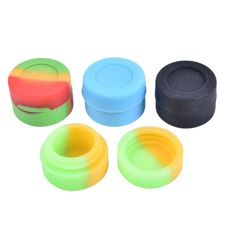 1Pc Glass 3ml Jars With Silicone Lid Cover Case Jar Bottle Wax Container Kitchen Storage Box Herb Kitchen Organizer Accessories