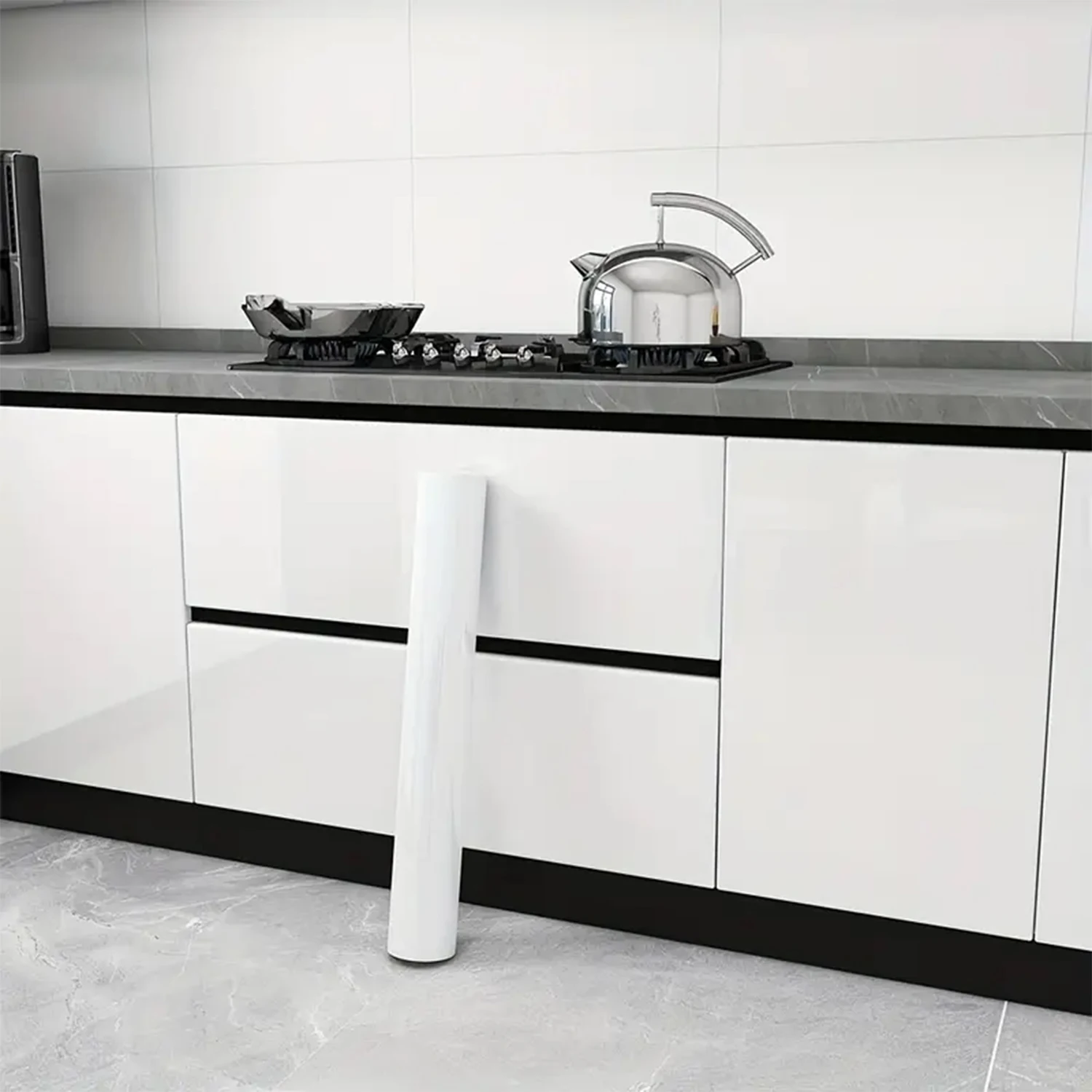 بولي كلوريد الفينيل لؤلؤة فيلم خلفية مقاومة للمياه غرفة لتقوم بها بنفسك ذاتية اللصق أسود/أبيض خزانة المطبخ عالي اللمعان لصق الأثاث الجدار ملصق #1