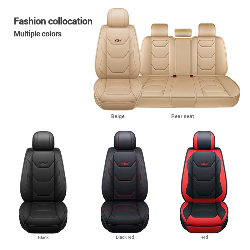 Premium PU Car Seat Cover Vehicle Seat Cushion Full Wrapping Edge Seat Protector Universal for Most Car Models SUV Van Truck