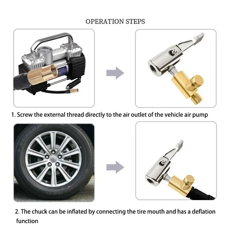 Braçadeira de bico de pneu de carro, conector de bomba inflável portátil para pneu, mandril de ar, mangueira de compressor, clipe adaptador de