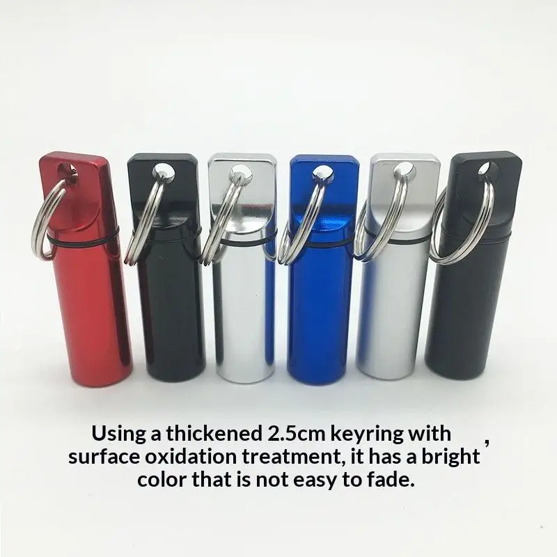 Aluminum Alloy Pill Case Keychain Waterproof Sealed Design Multiple Color Options Perfect For Outdoor Use Daily Pill Storage