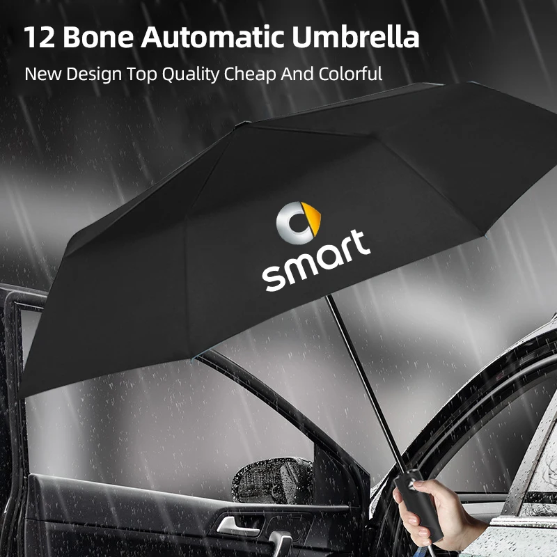 Paraguas de 12 huesos, sombrilla a prueba de viento para Smart Fortwo Forfour 453 451 450 Crossblade City Cabrio City-Coupe Roadster