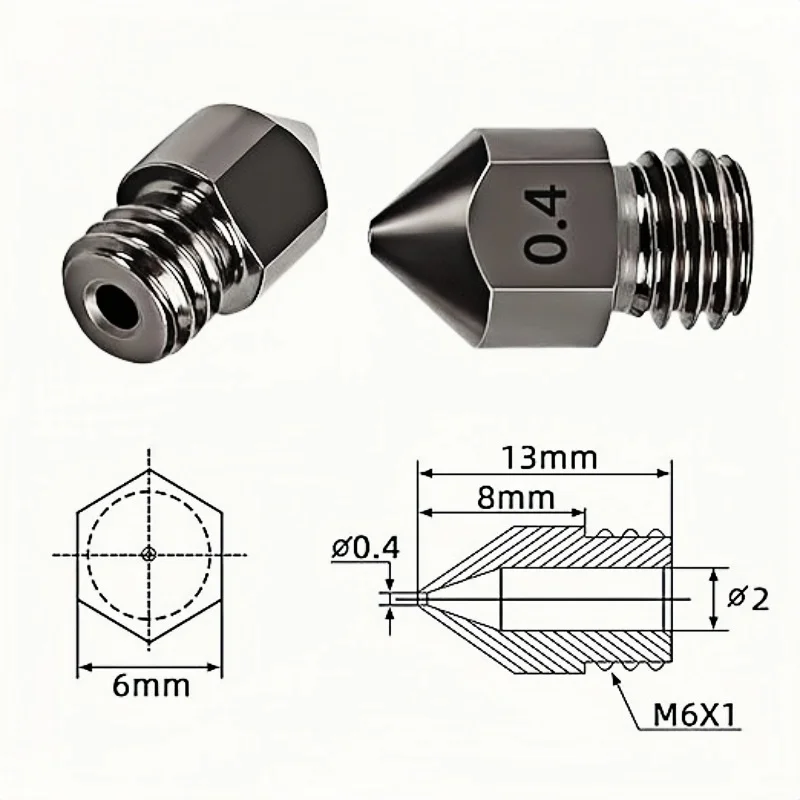 Creality Ender 3 MK8 Gehärtete Stahldüse, Hochtemperatur- und Verschleißbeständig für Ender 3/3 Pro/S1 & CR-10 Serie 3D-Drucker Düse – Detail 5