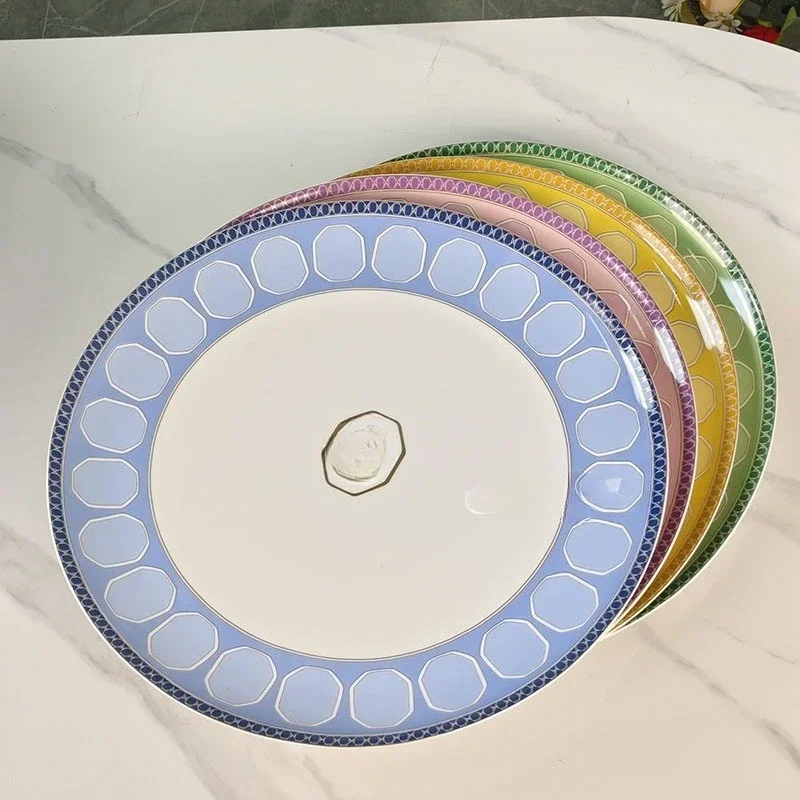 European-Style Light Luxury Bone China 16-Inch Shallow Plate High-End Fruit Plate For Home Use Gift Box Set