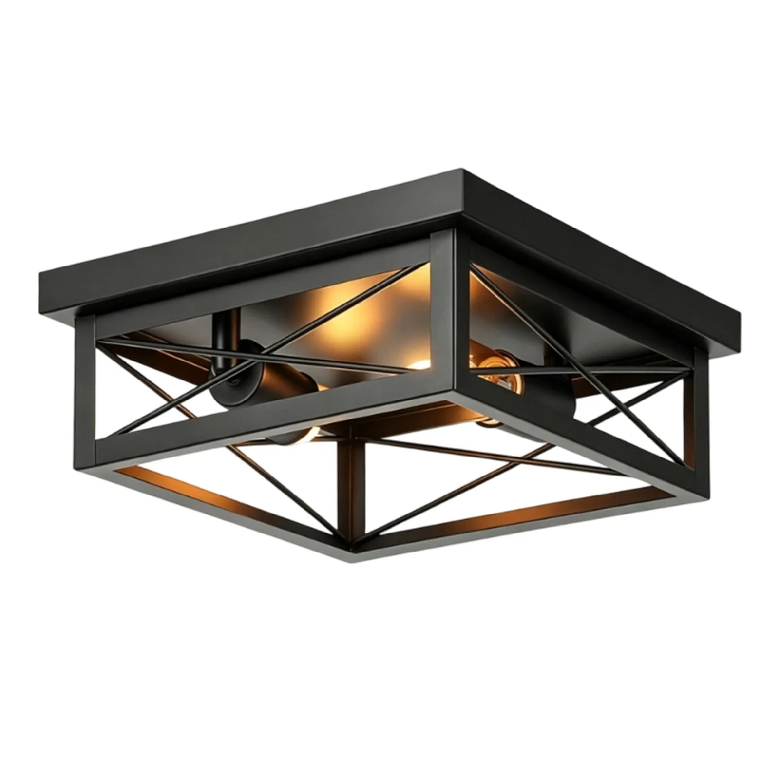 Flush Mount Ceiling Light Metal Ceiling Light Rustic Flush Mount Ceiling Light Fixture with Dual Bulb Sockets for E27 Base Bulb