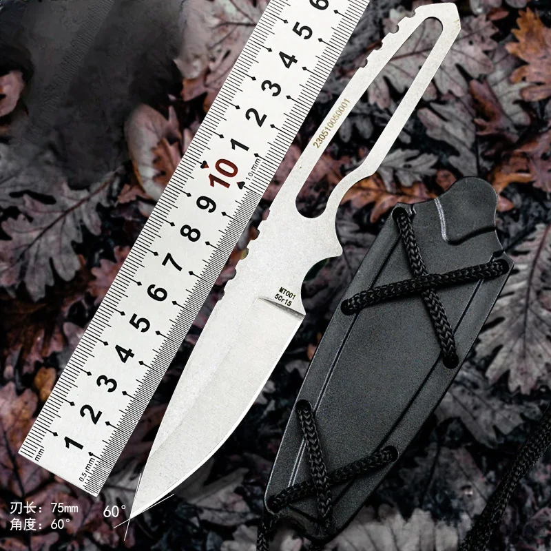 NEW Outdoor High Hardness Survival EDC Knife Integrated Keel Straight Tactical Knife Multi-functional Camping Neck Knife