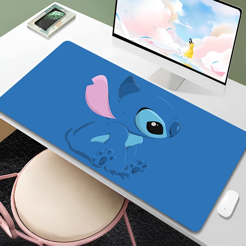 Mouse Pad Anime Green Plants Kawaii Mousepad PC Cartoon Stitch HD Print XXL Desk Mat Laptop Cute Gaming Accessories Keyboard Pad