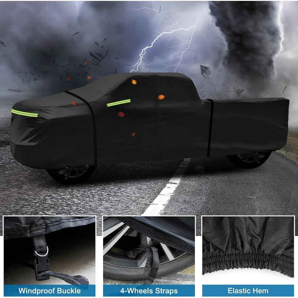 غطاء شاحنة بيك اب عالي التحمل مقاوم للماء بالحجم الكامل لسرير طويل بطول 8.3 قدم للحماية من جميع الأحوال الجوية مع سحاب
