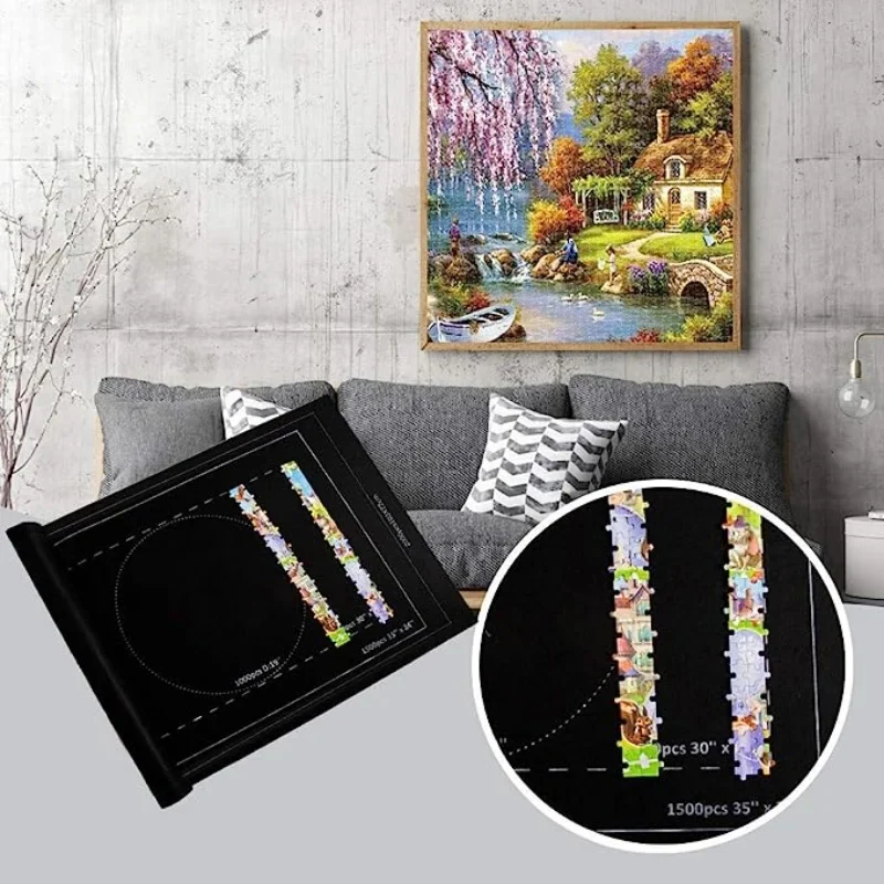 Puzzle Pad Puzzle Rotolo Tappetino in feltro Tappetino da gioco Puzzle Coperta per fino a 1500 pezzi Accessori puzzle Nuova custodia da viaggio portatile