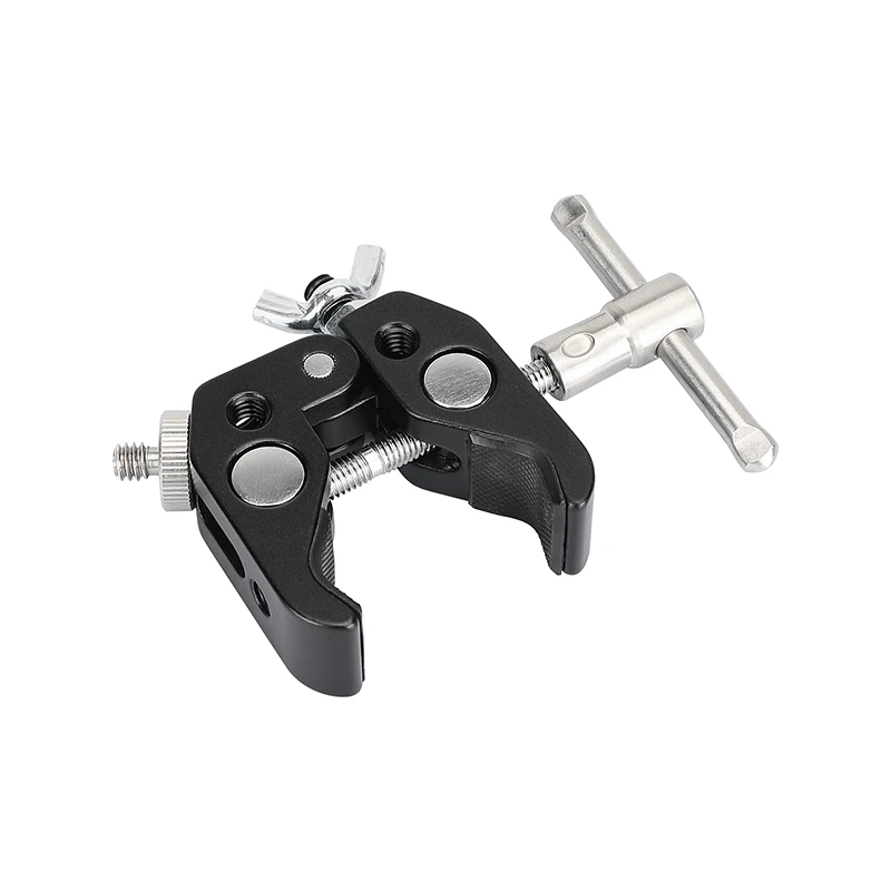 Hdrig ที่หนีบซูเปอร์ปูสากลพร้อมอะแดปเตอร์สกรูขนาด1/4นิ้วตัวยึดแบบหมุนด้วยมือน็อตสกรูผีเสื้อสำหรับ DSLR มา