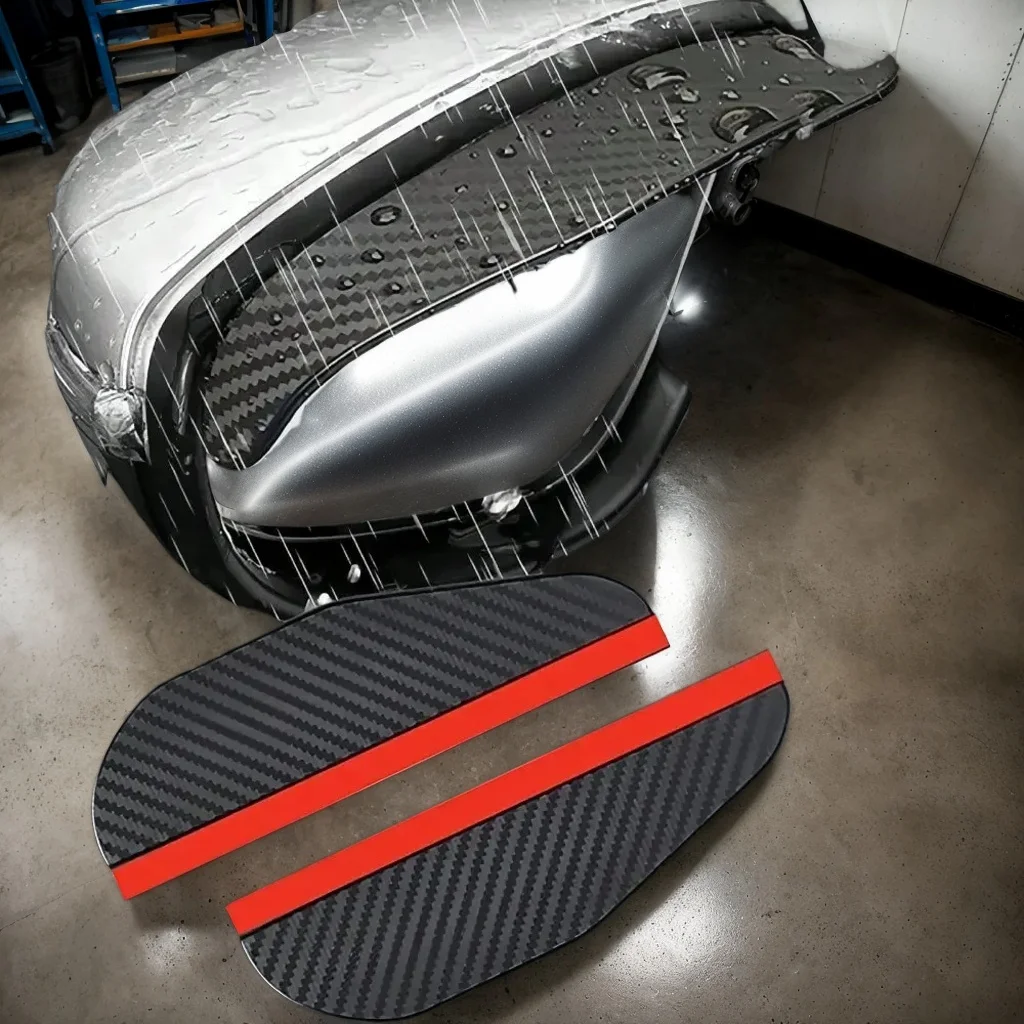 

2pcs Upgraded Thick Carbon Fiber Car Rain Eyebrows - Universal Rearview Mirror Rain Guards
