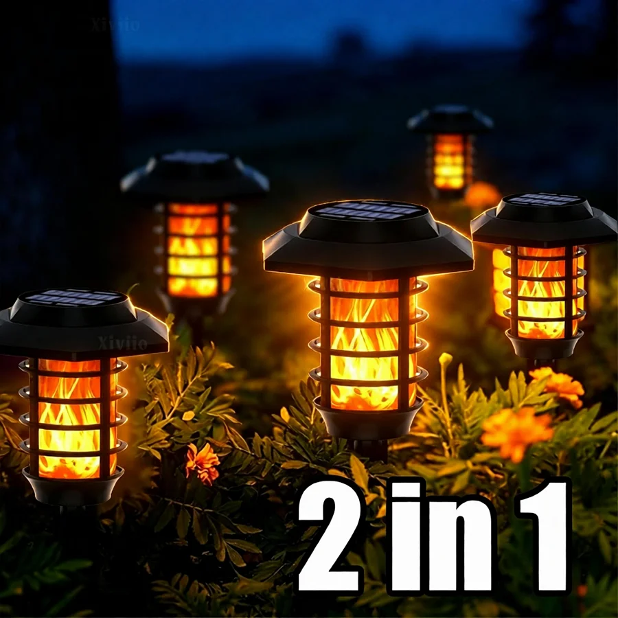 Solar Lights Outdoor Flame Flickering Torch 2 Modes Garden Courtyard Decoration Solar Power Lawn Lamp Pathway Yard Floor Lamp